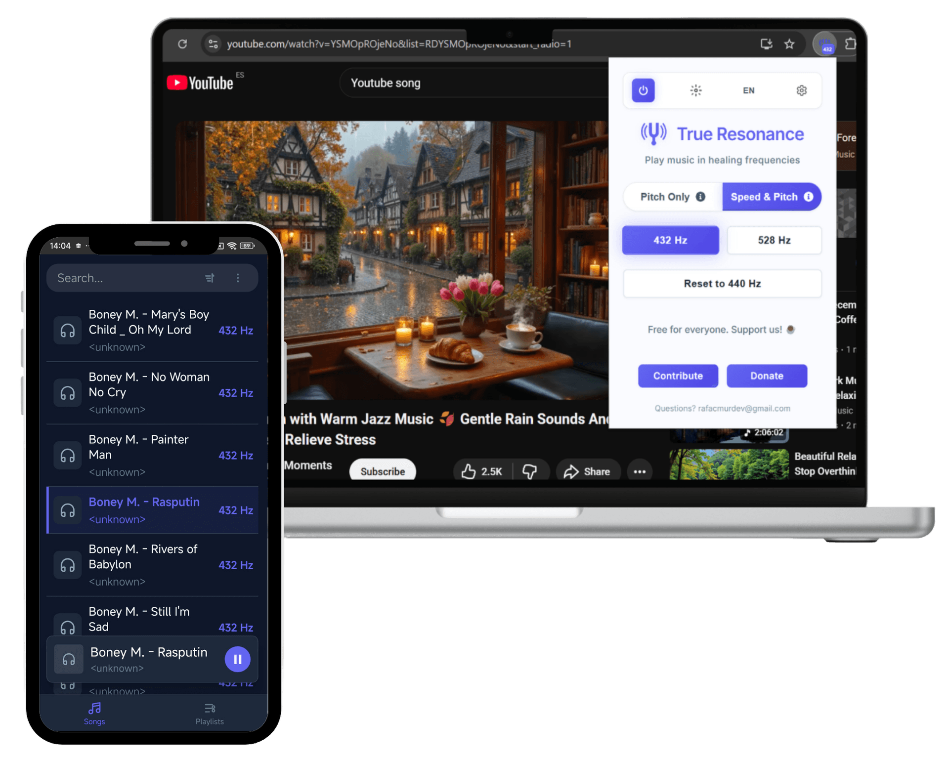 True Resonance on laptop and smartphone