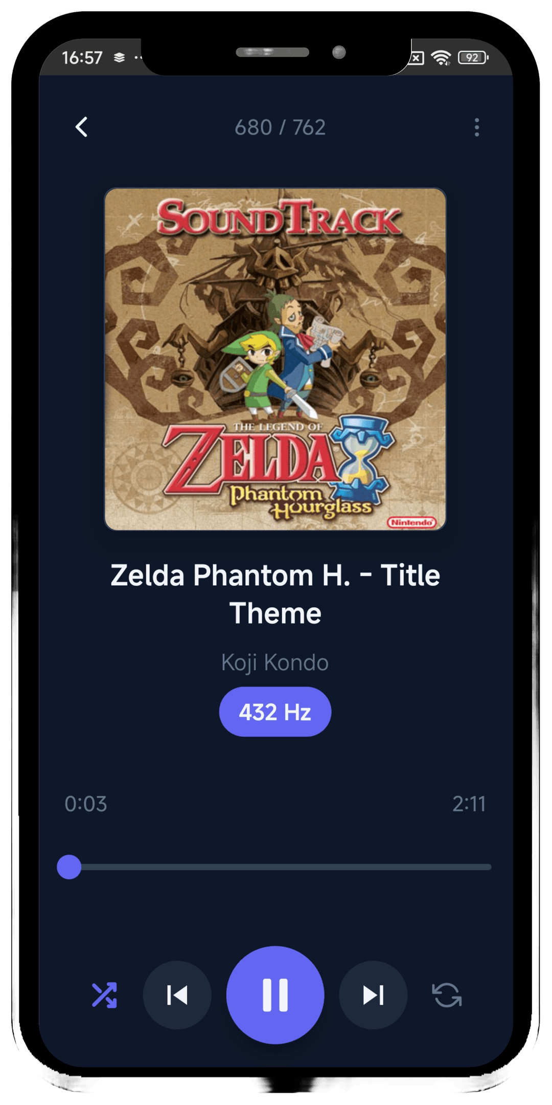 Now playing screen in True Resonance player